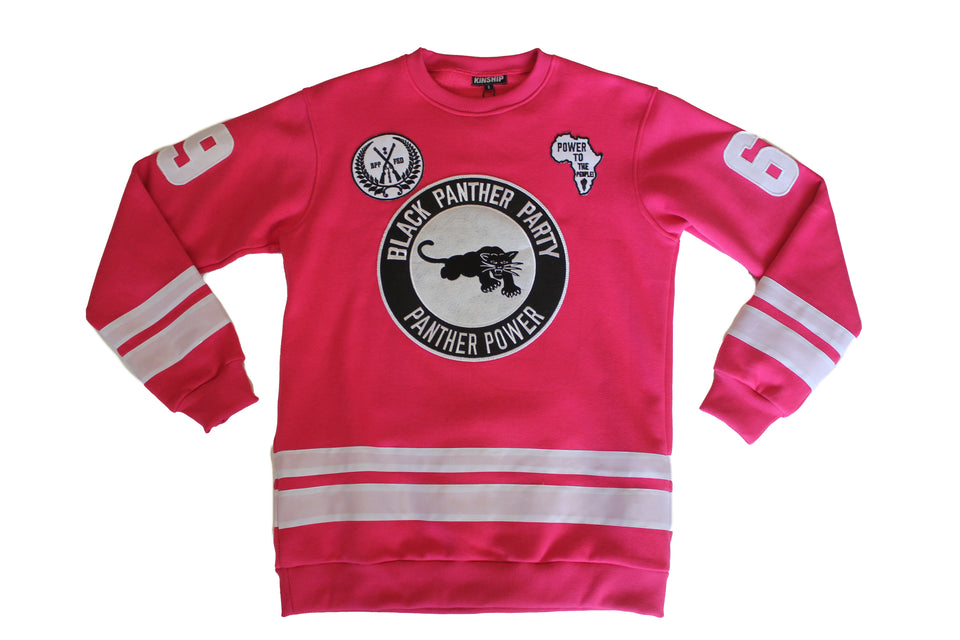 Black Panther Hockey Sweatshirt in Pink Contrast (Women's Sizing)