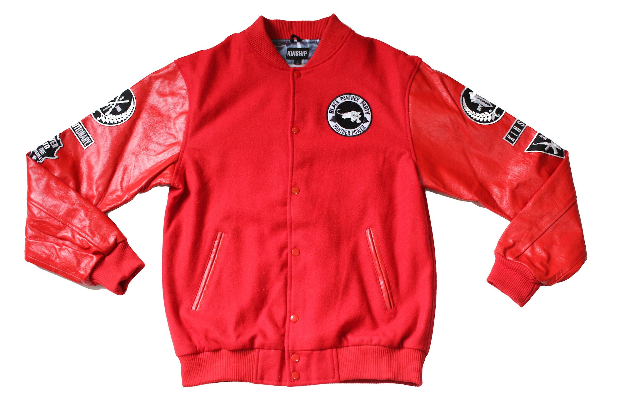 Black Panther Varsity Jacket in Red Contrast