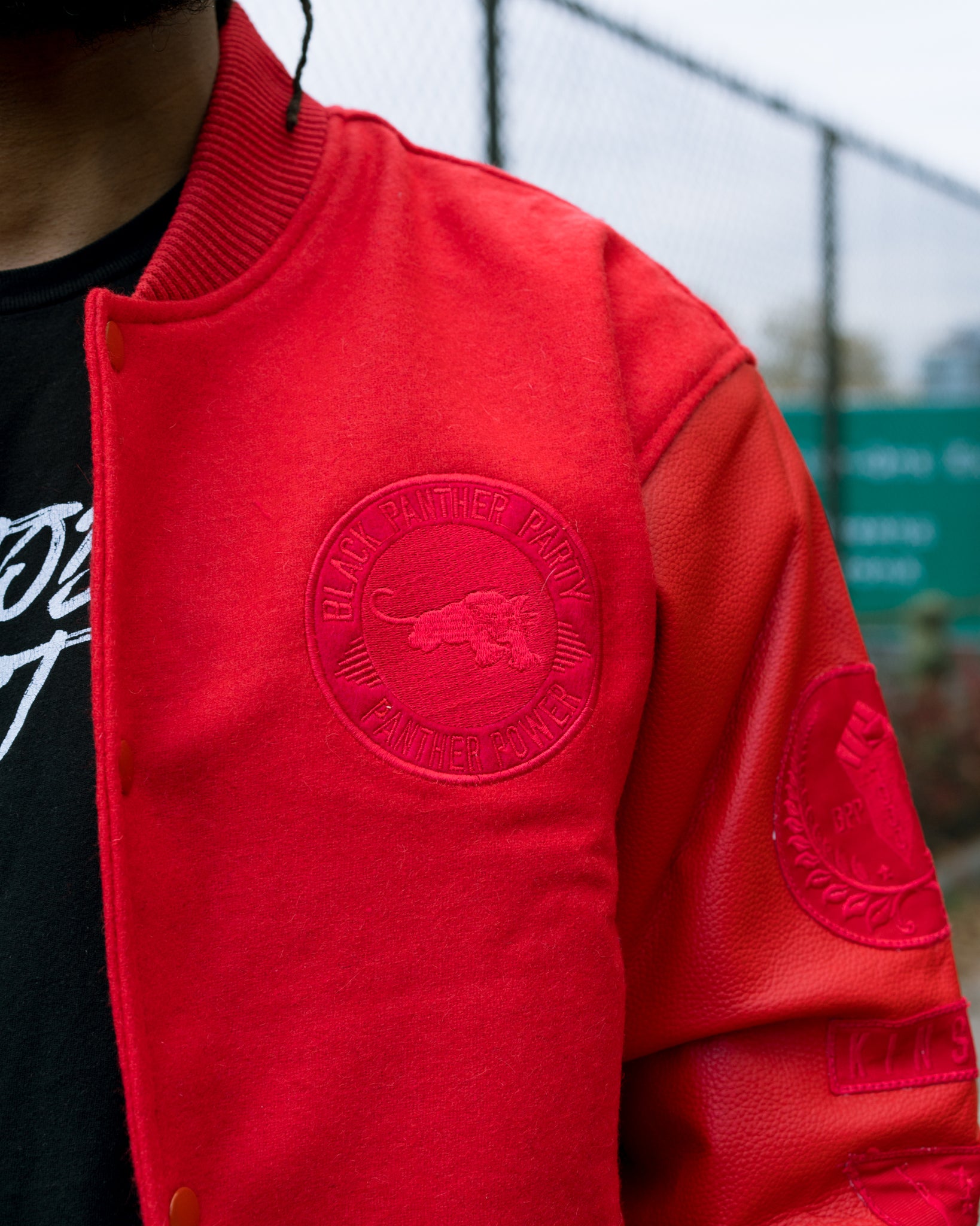 Black Panther Varsity Jacket in Tonal Red