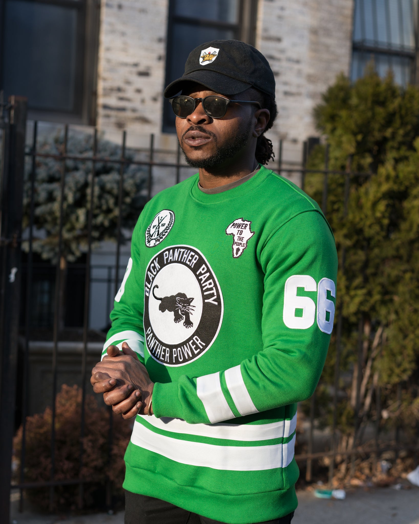 Black Panther Hockey Sweatshirt in Green Contrast
