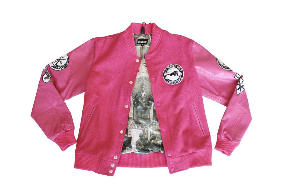 Black Panther Varsity Jacket Pink Contrast (Women's Sizing)