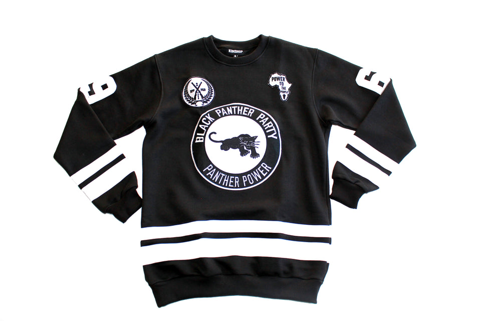 Black Panther Hockey Sweatshirt in Black Contrast