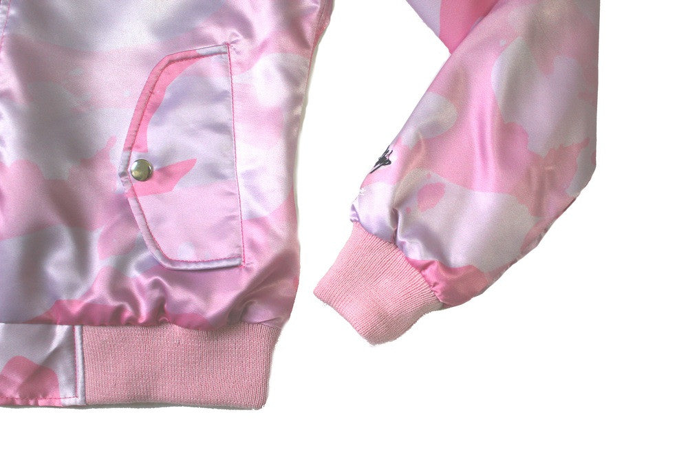 Women's Splatter Camo Bomber in Pink