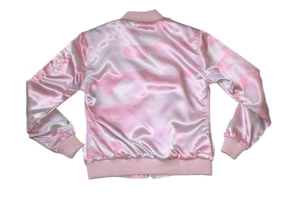 Women's Splatter Camo Bomber in Pink